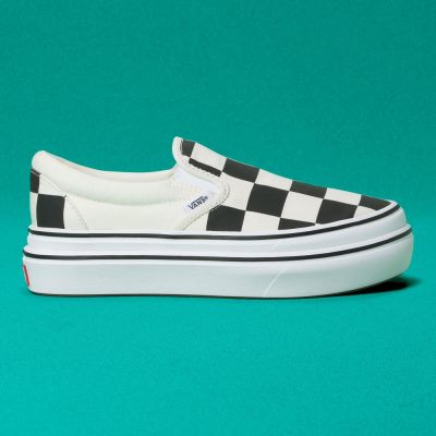 Vans Big Classics Checker Super ComfyCush Slip-On - Kadın Platform Ayakkabı (Siyah)